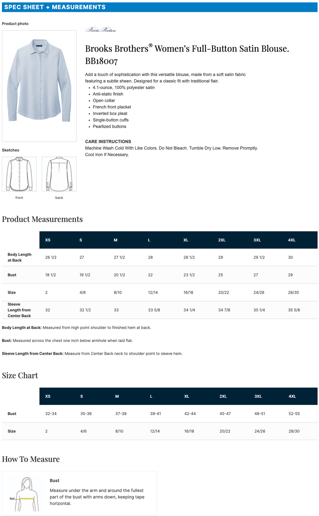 Brooks Brothers® Women’s Full-Button Satin Blouse
